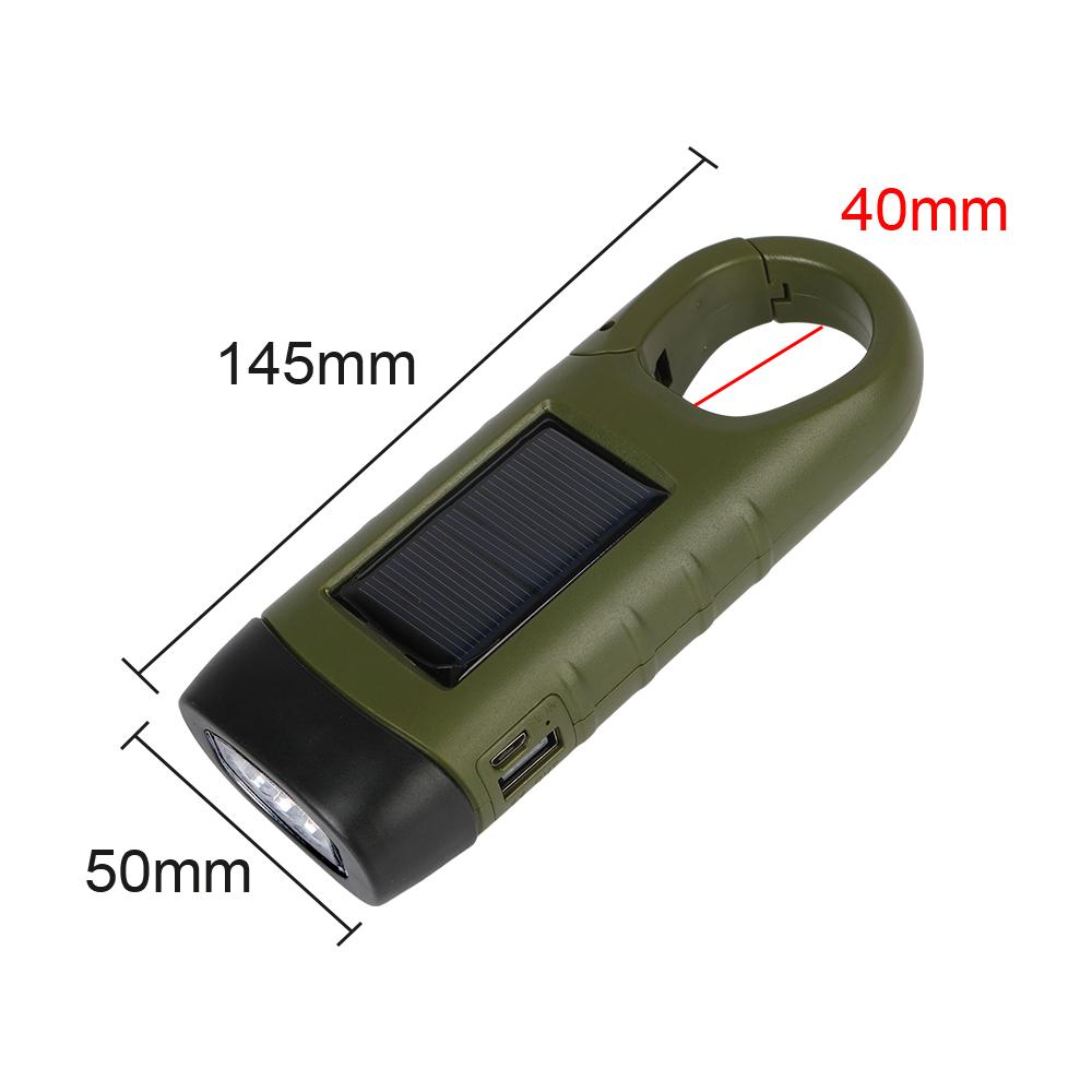 Emergency Hand Crank Dynamo Solar Flashlight Rechargeable Portable For Fishing Boating Hiking LED Flashlight