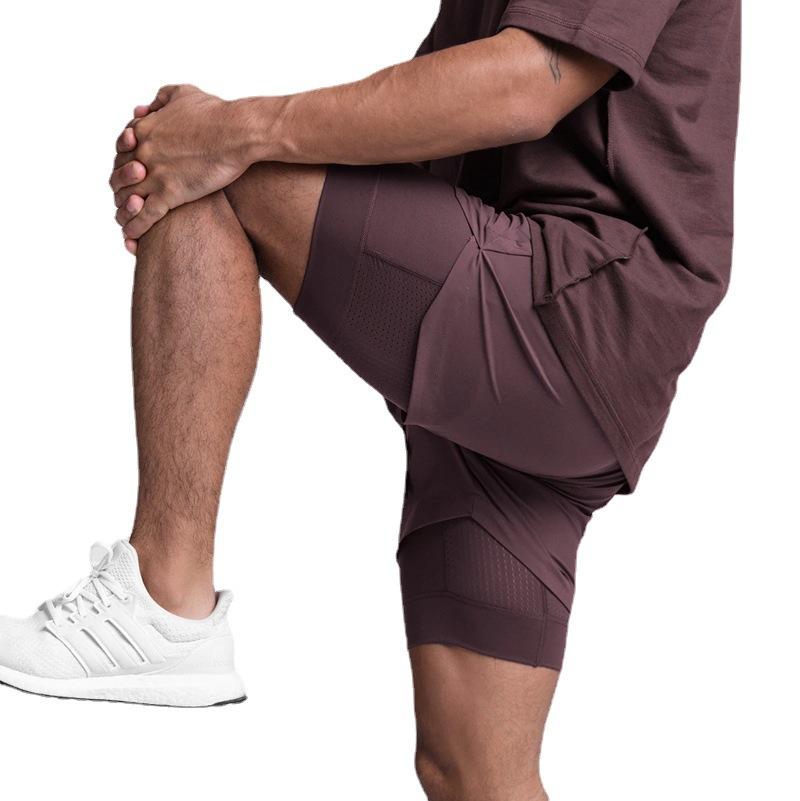 Crazy Muscle Men's Sports and Leisure Shorts Double Layered Marathon Basketball Fitness Quick Drying Shorts