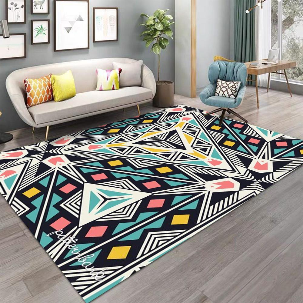 Bohemian Mandala Geometric Carpet Ethnic Pattern Rug Non-slip Soft Mat Home Decoration Living Room Bedroom Modern Floor Mat