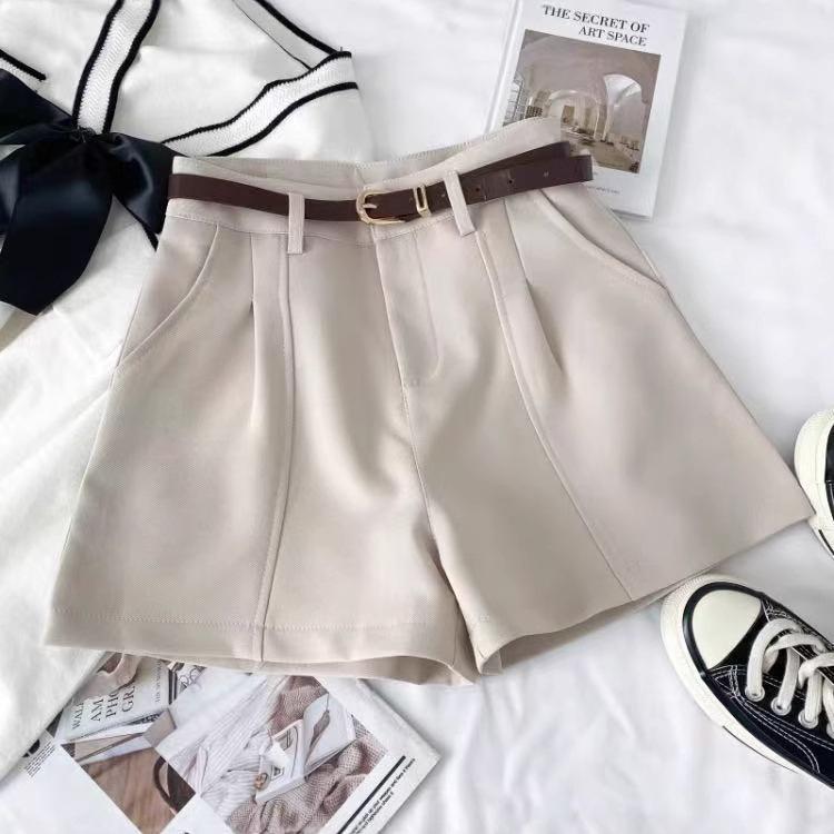 2025 Spring/Summer Women's High-Waisted A-Line Wide-Leg Shorts - Korean Style, Petite Slimming Fit
