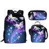 Trendig Beliebt Neuheit Lustig Schmetterling 3D-Druck 3 Stück/Set Schüler Schultaschen Laptop Tagesrucksack Rucksack Lunchtasche Federmäppchen
