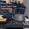Portable Aluminum Camping Kettle with Wood Handle - Ideal for Boiling Water and Making Tea Outdoors