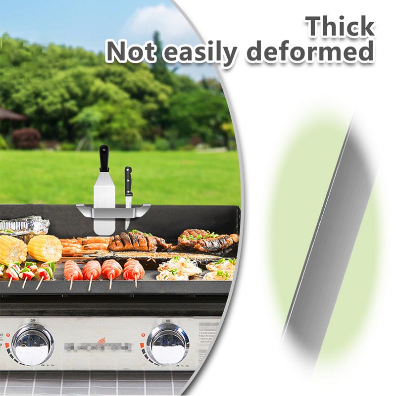 New 2Pcs Stainless Steel Griddle Spatula Stands Outdoor Camping Picnic BBQ Essential