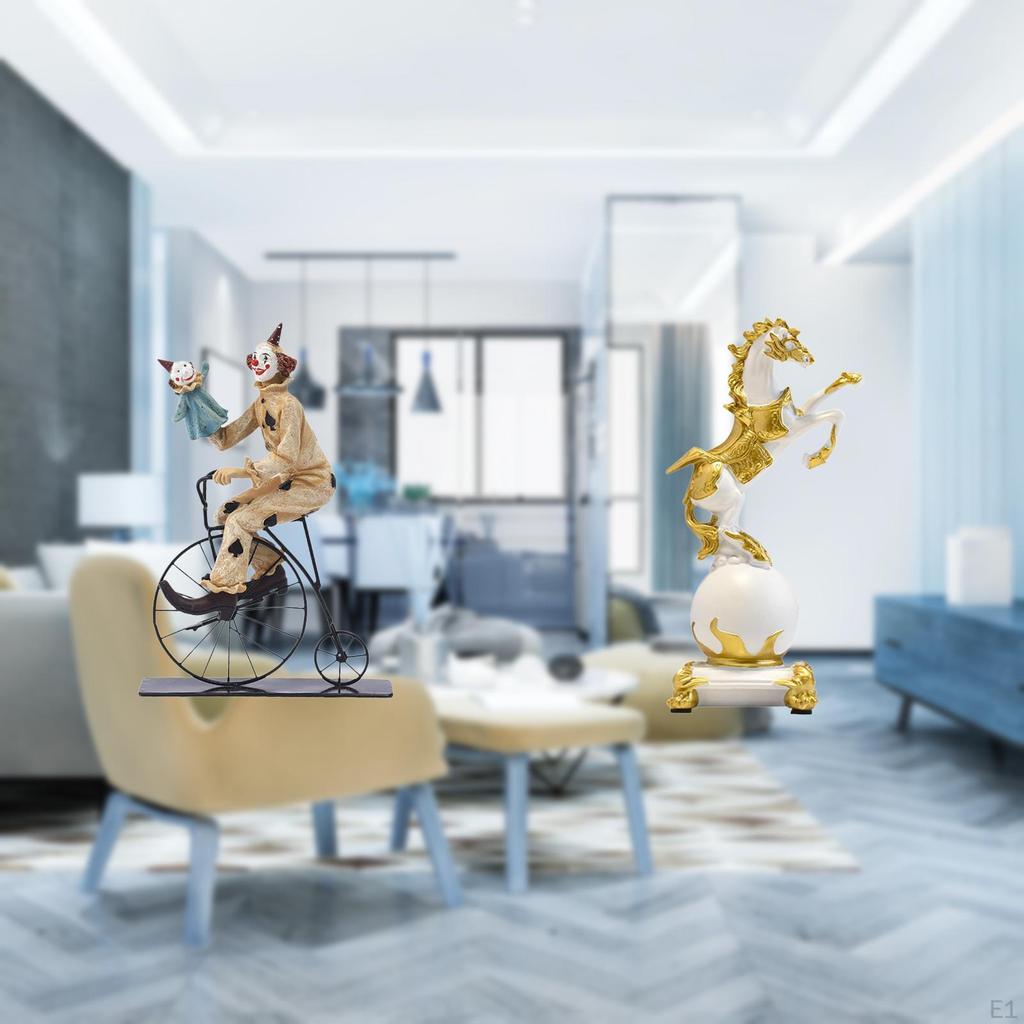 Horse Figurine Clown Statue Sculpture Collection Statuette for Table Centerpiece Desk Ornament