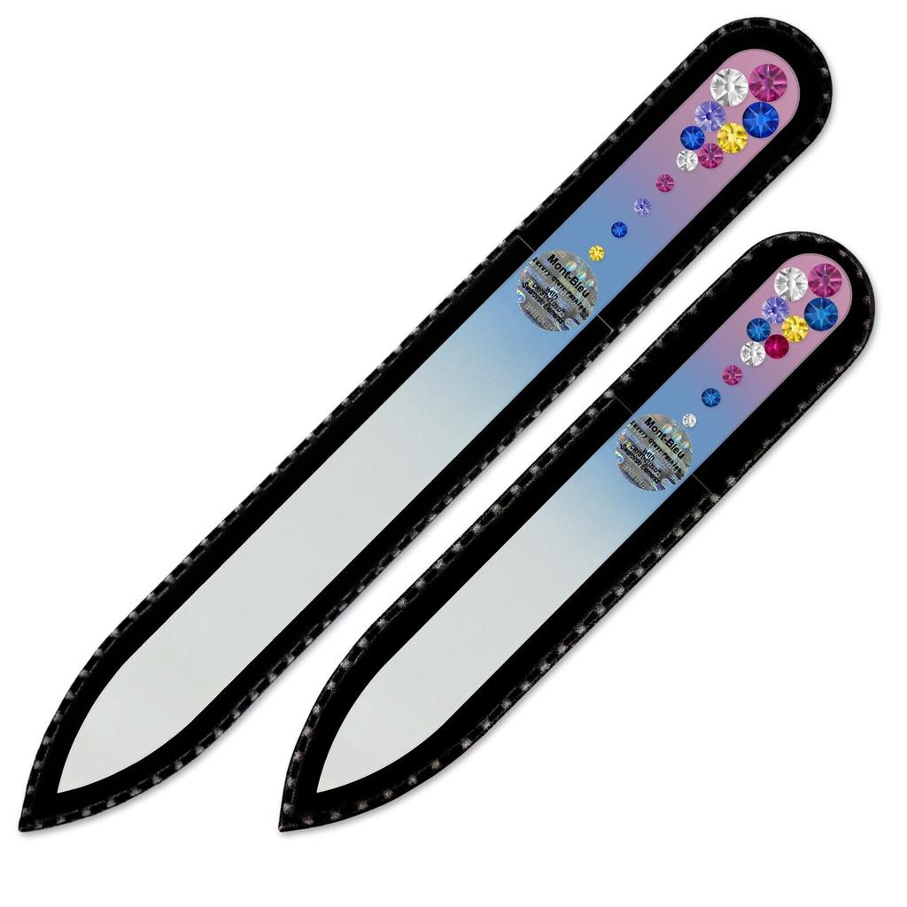 Un set de 2 pile de unghii din sticla marmura cu cristale MC-MS