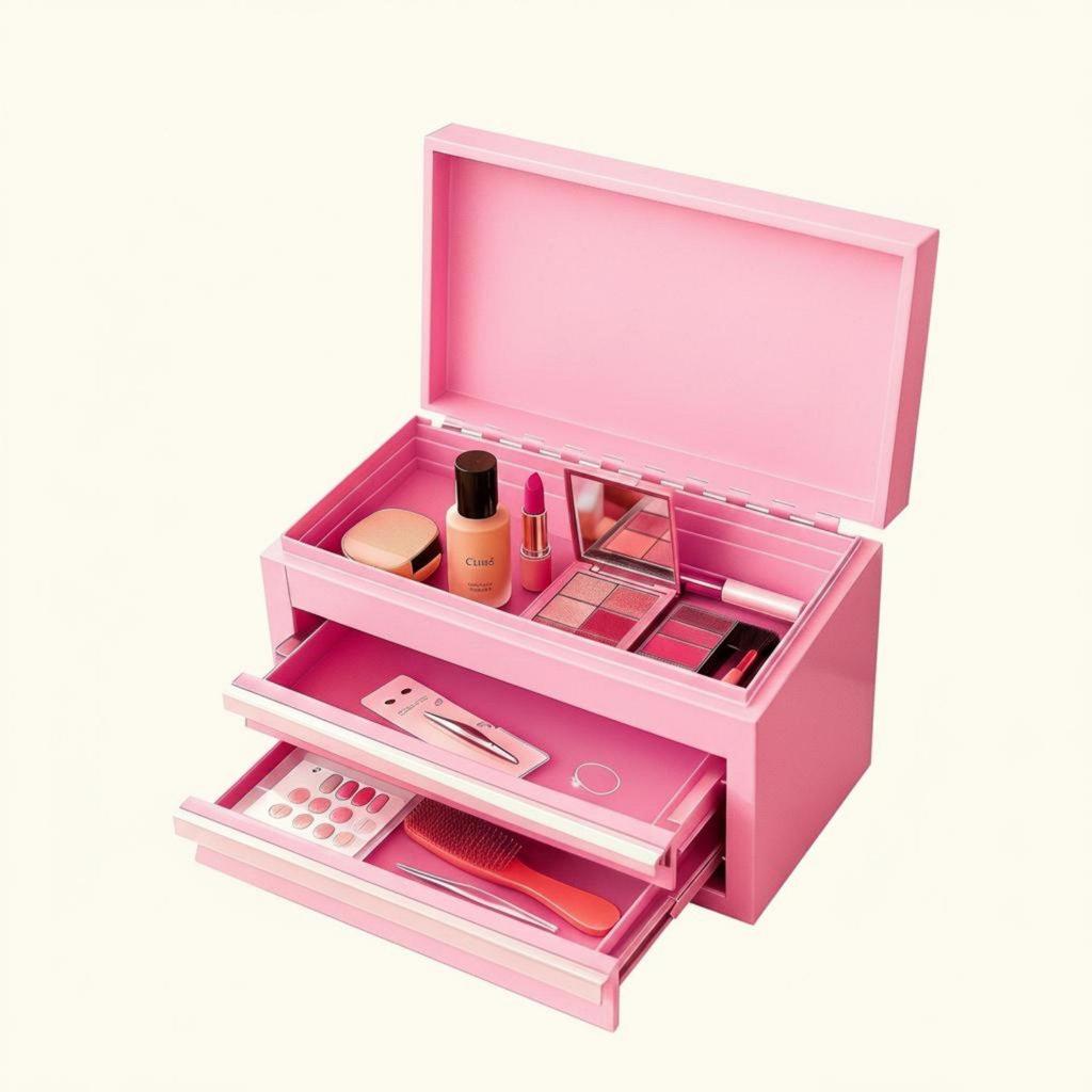 Three-Tier Storage Box Hinged Lid Metal Pull-out Drawers