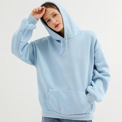 2021 Women's Autumn/Winter Plus Velvet Thickened Loose Long-Sleeve Hoodie: European & American Style, Solid Color, Large Size Sweater.