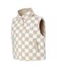 Xexymix Women'S Checkerboard Fleece Reversible Vest Light Beige