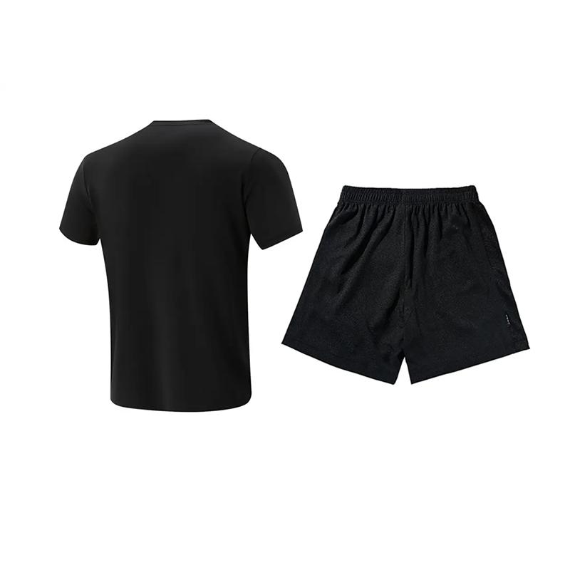 Li Ning Training Series Solid Color Logo Simple Quick-Dry Cool Versatile Crew Neck Pullover Short Sleeve T-Shirt Casual Sports Set ATSV597-2+YATV113-1