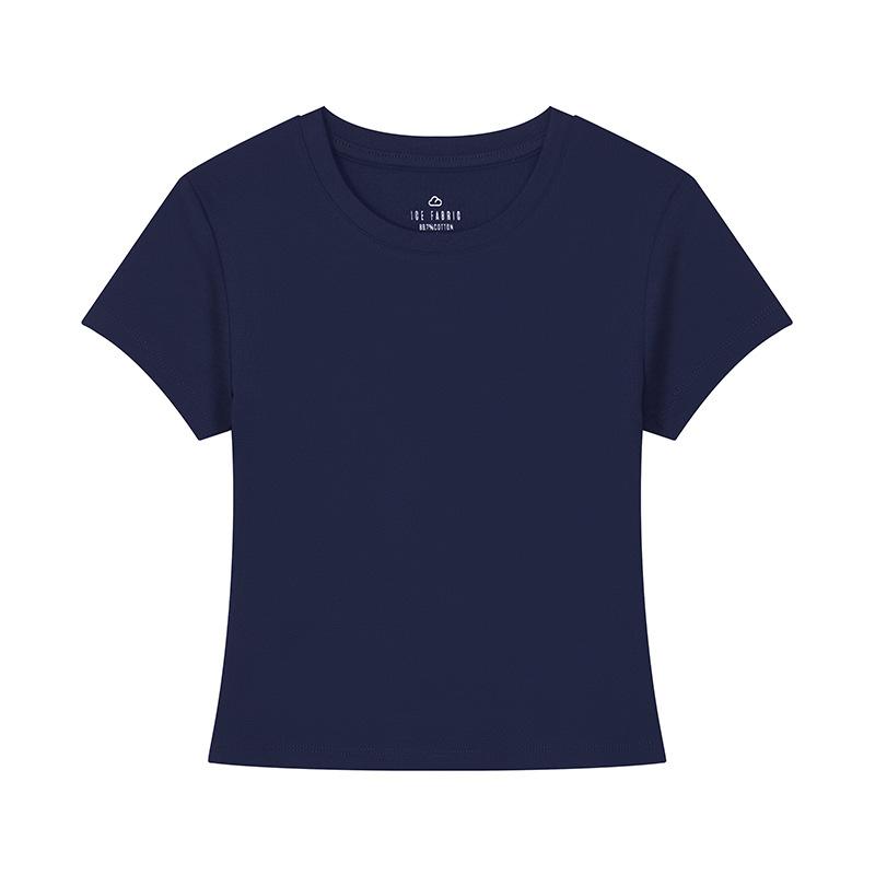 Solid Color Short-sleeved T-shirt for Women's New Inner Round Neck Bottoming Shirt Versatile and Slim