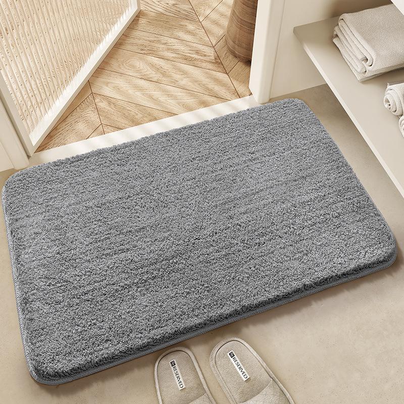 Super Soft Polyester 10mm Thick Solid Color Modern Simplicity Bath Mat Quick Absorption Fast-Drying Non-Shedding Non-Slip TPR (Dark Gray,40x60cm) темно-серого