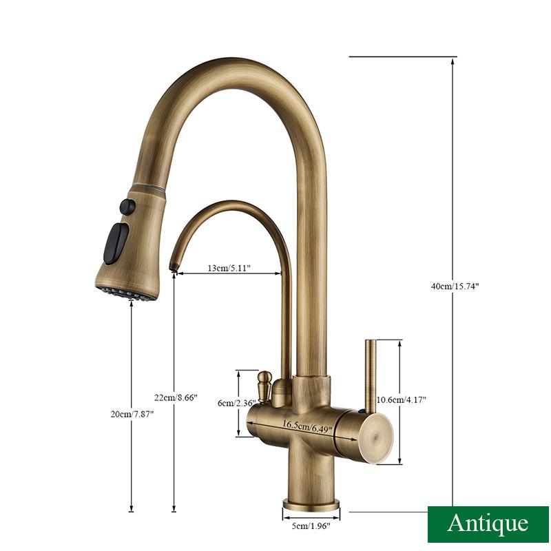 ALENARTWATER Kitchen Pure Water Sink Faucet , 360 Rotation Filter Tap , Outlet Spout Pull Out Mixer Taps , Torneira