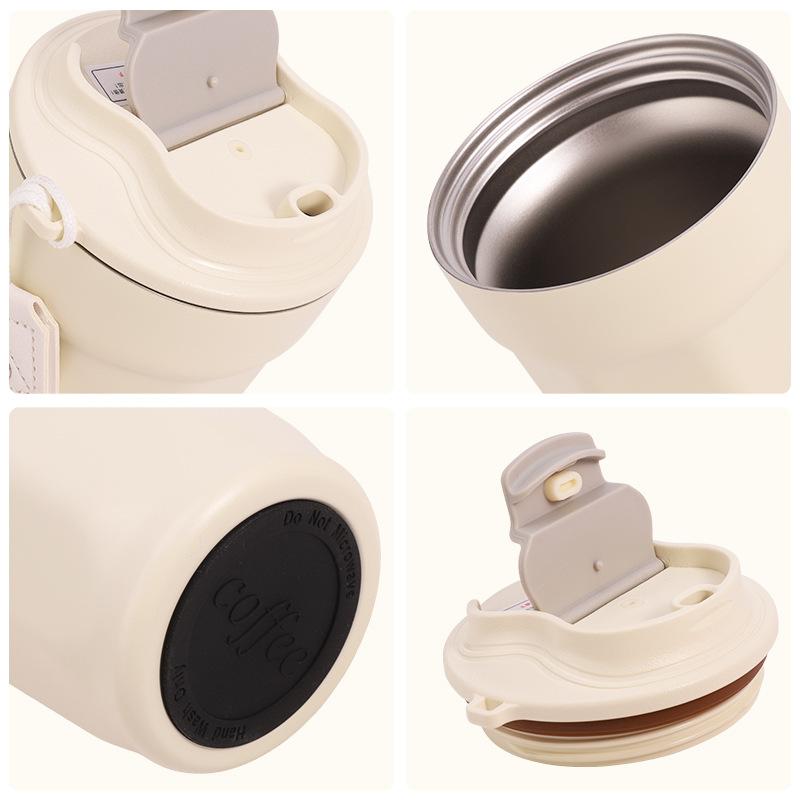 High value 316 stainless steel thermos cup octagonal coffee cup portable rope