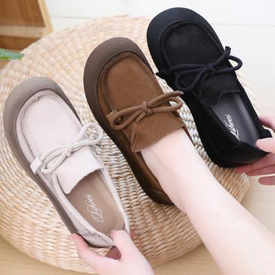 Hot-Selling Women's Vintage Leather Loafers - Soft Sole, Comfortable Round Toe, Slip-On Flats for Autumn (Model 801360)
