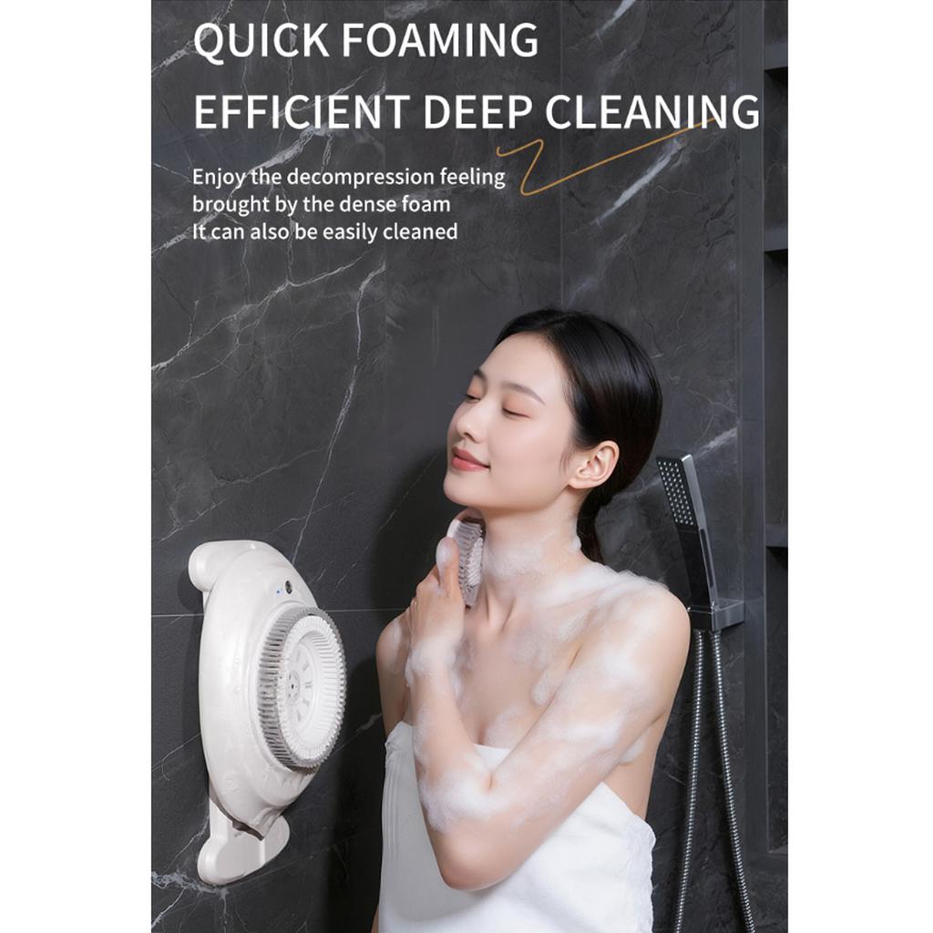 Electric Body Brush Automatic Movable Wall Mounted Electric Body Scrubber for Shower