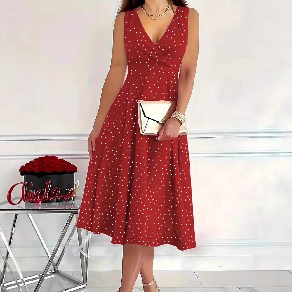 Ladies Elegant Dot Print Bandage Summer Dress Sexy Halter Backless Sleeveless Long Dress Female Beach Holiday Party Dress 2026