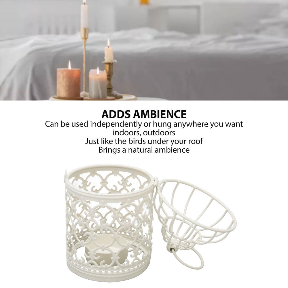 Hollow Pattern Birdcage Candle Holder Metal Construction Tabletop Candle Holder Wedding Party