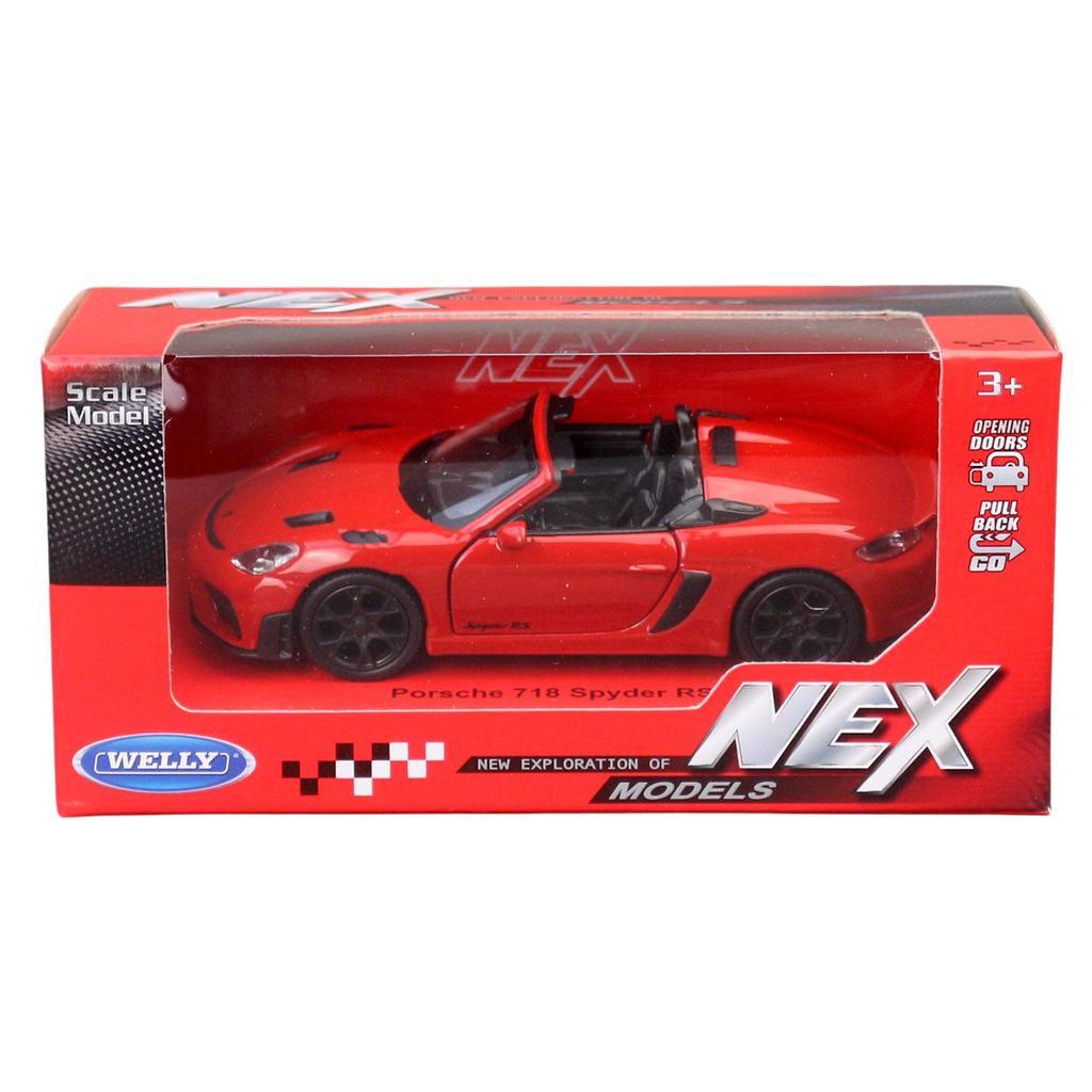 1/36 Porsche 718 Spyder Super Racing Toy Car Model Welly Diecast Vehicle Pull Back Classical Collection Gift for Children Boys