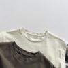 Kids' Plaid Color-Block T-Shirt~2025 Spring/Autumn Korean Mori Style Trendy for Boys & Girls