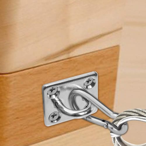 ZOYUBS Pad Eyes, Square Pad Eyes, Square Eye Plates with Stainless Steel Loops and Matching Screws, Wall-Mounted Pad Eyes for Ceiling Hanging, 304 Sta