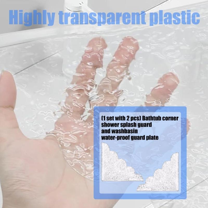 Acrylic Shower Splash Guard for Bathtub Corner and Sink Waterproof Barrier Bathroom Accessory