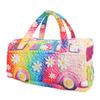 Quilted Duffle Bag Polyester Retro Floral Style Weekender Travel Bag for Picnic Camping Music Festivals Fitness Trips