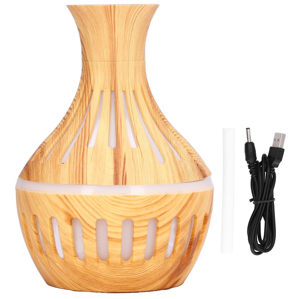 300ml Humidifier USB Powered Wood Grain Aromatherapy Diffuser with 7 Colors LED Light 5V 1A
