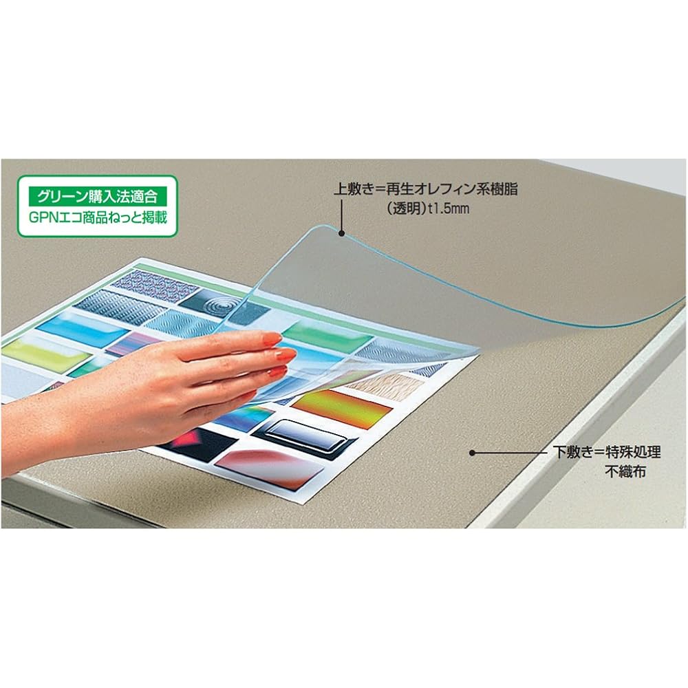 Kokuyo Desk Mat Soft (Recycled Olefin Resin) with Clear Underlay, 1087 x 687 Ma - 8117 NM