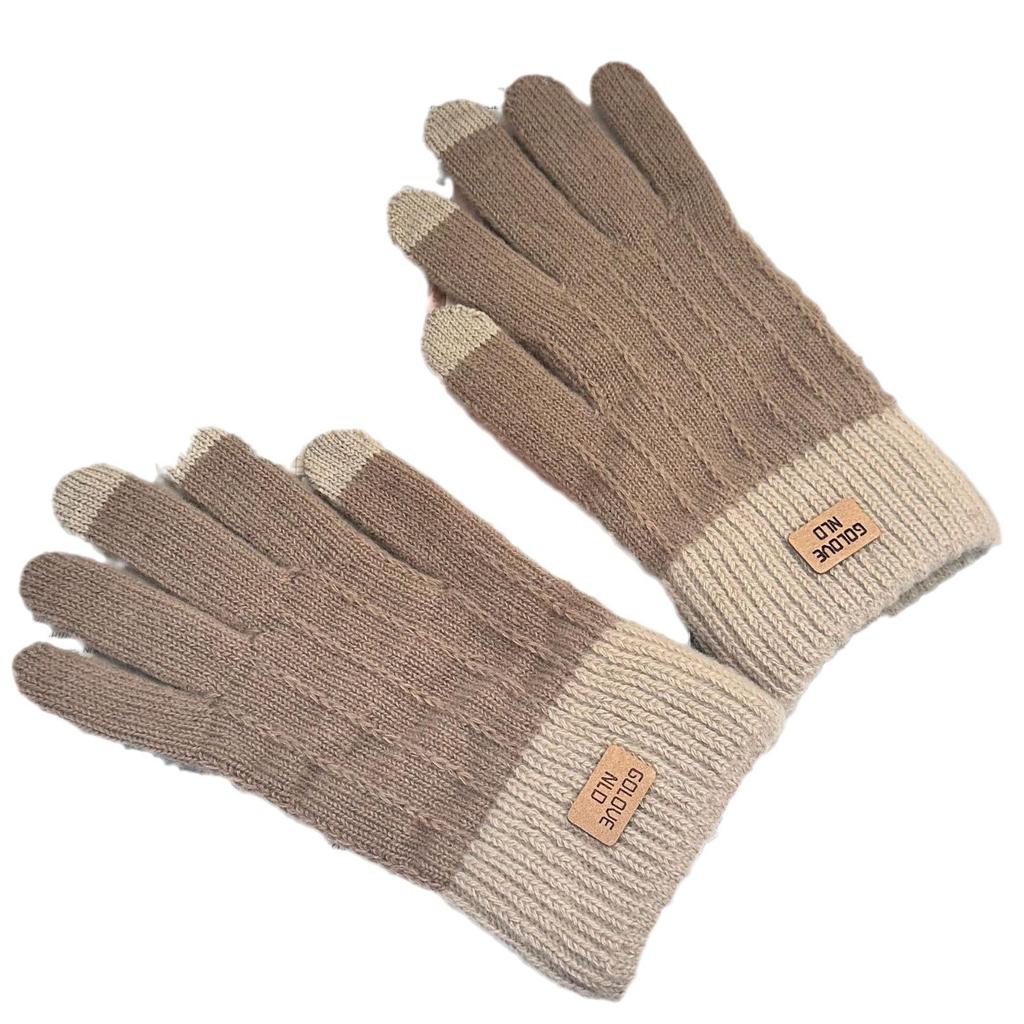 Thickened Alpaca Wool Full-Finger Gloves for Students - Cute and Warm for Cycling in Autumn and Winter