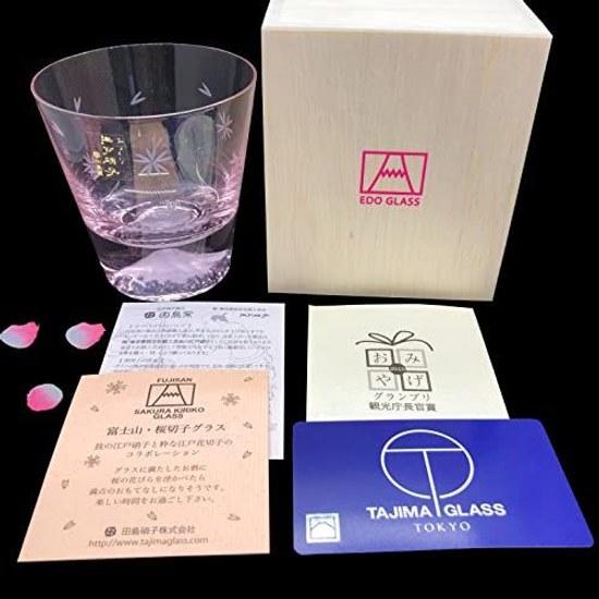 Gift / Present Genuine Product Tajima Glass Handmade Mount Fuji Rock Sakura Color Kiriko Valentines Day Wedding Celebration Beer Sake Whiskey Respect