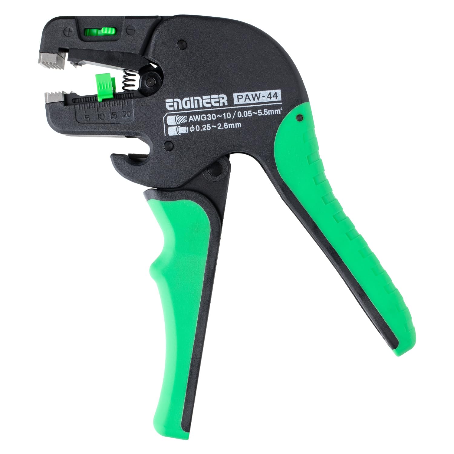 

Автоматичний знімач ізоляції для проводів LF від Engineer з автоматичним регулюванням діаметра дроту від 0,05 до 5,5 мм² (AWG 10), PAW-44 зелений
