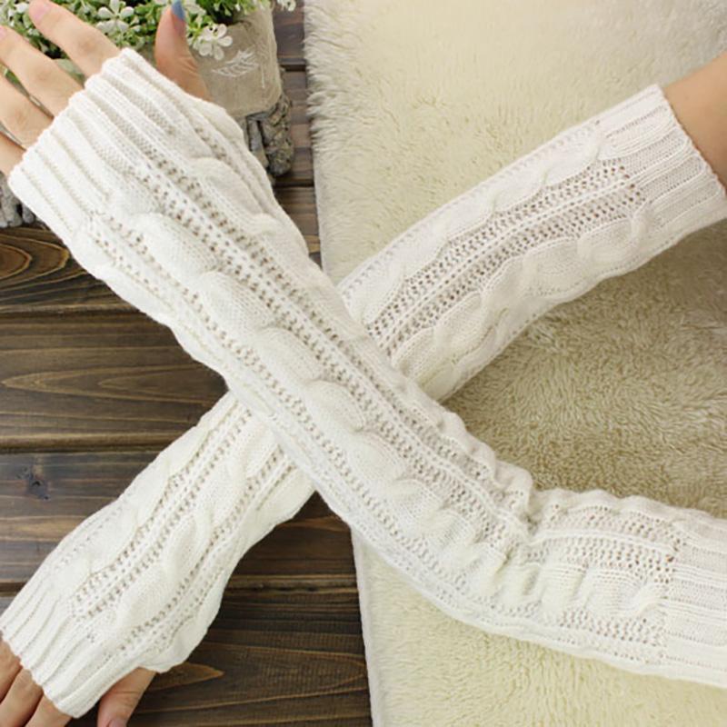Winter Women's Mitten Knitted Arm Warmers Long Fingerless Gloves Wrist Elbow Oversleeves for Girls Clothes Punk Gothic Mittens