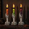 Vintage Style Halloween Ornaments LED Ghost Candle Light, Spooky Hand Lamp Flameless Flickering Lamps Tabletop Decor, Horror Light for Party