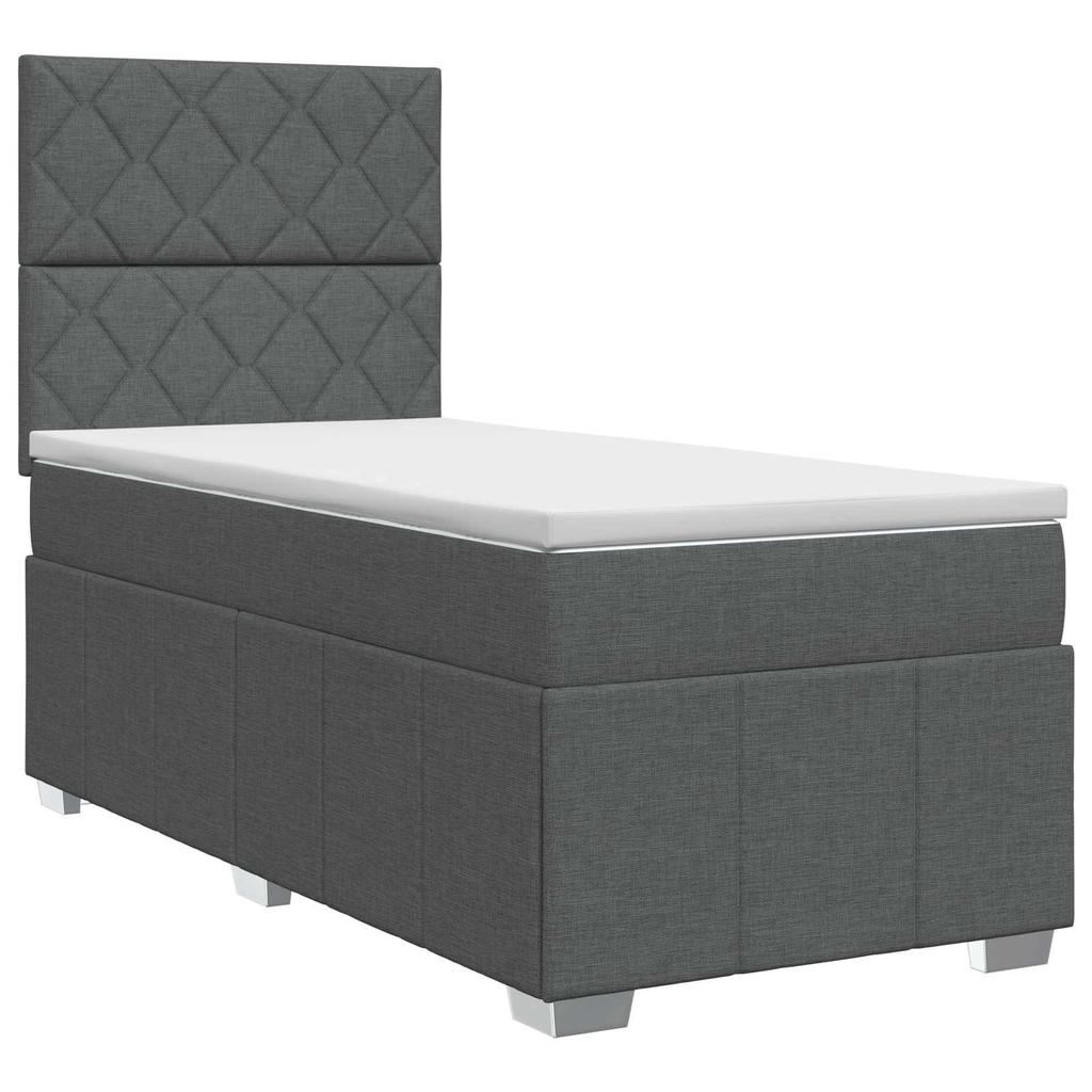 Box Spring Bed with Mattress Dark Gray 80 X 200 Cm Fabric