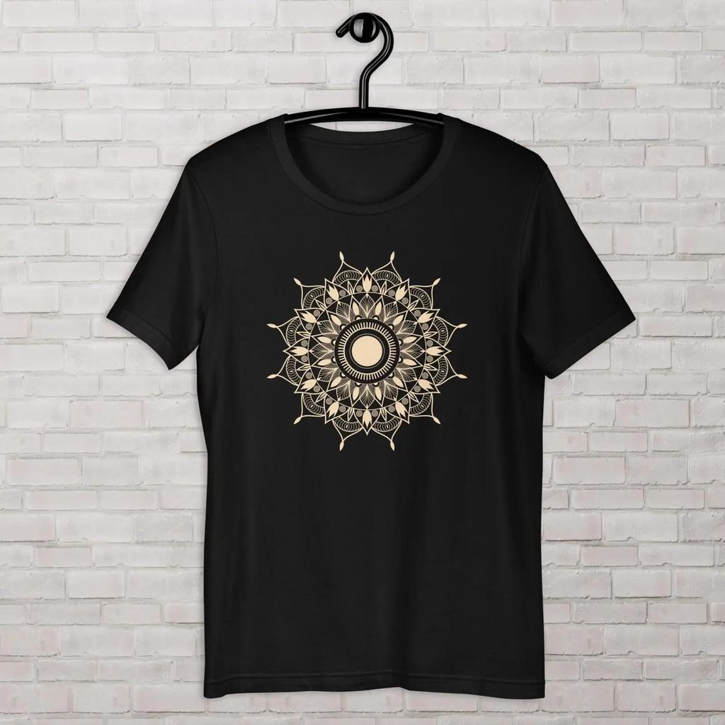 Golden Unisexdala Flower T Shirt Boho Bohemian Hippie Yoga Casual Top For Her Vintage Homme Fashion Comfortable Versatile