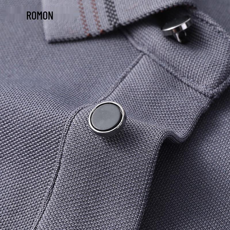 Romon Men's Anti-Wrinkle Silk & Wool Blend Long Sleeve Polo Shirt
