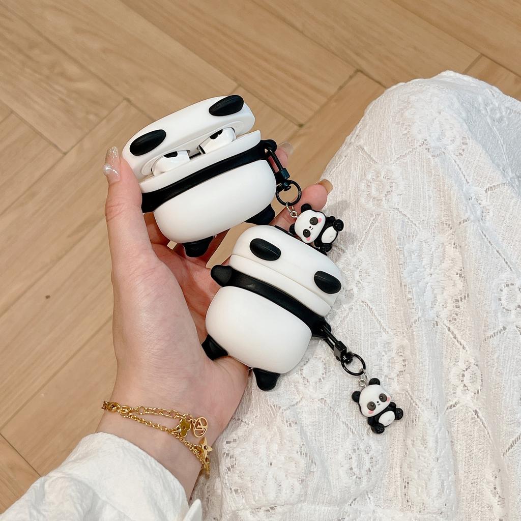 Cute Panda AirPods Pro Protective Case Compatible with Apple 1/1/1 Gen Bluetooth Earphones Silicone Soft Case