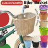 Front Handlebar Bicycle Basket Adjustable Traditional Bicycle Basket Multifunction Hand Woven Bike Basket for Kids Children Bike