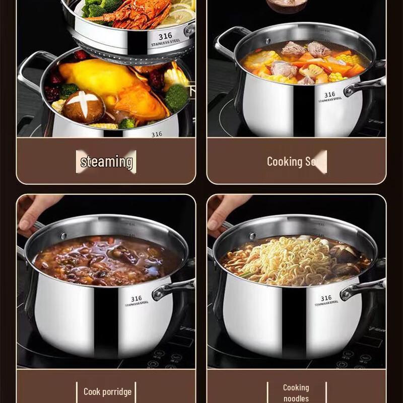 Wutuo 316 Stainless Steel Multi-Purpose Soup Steamer Pot