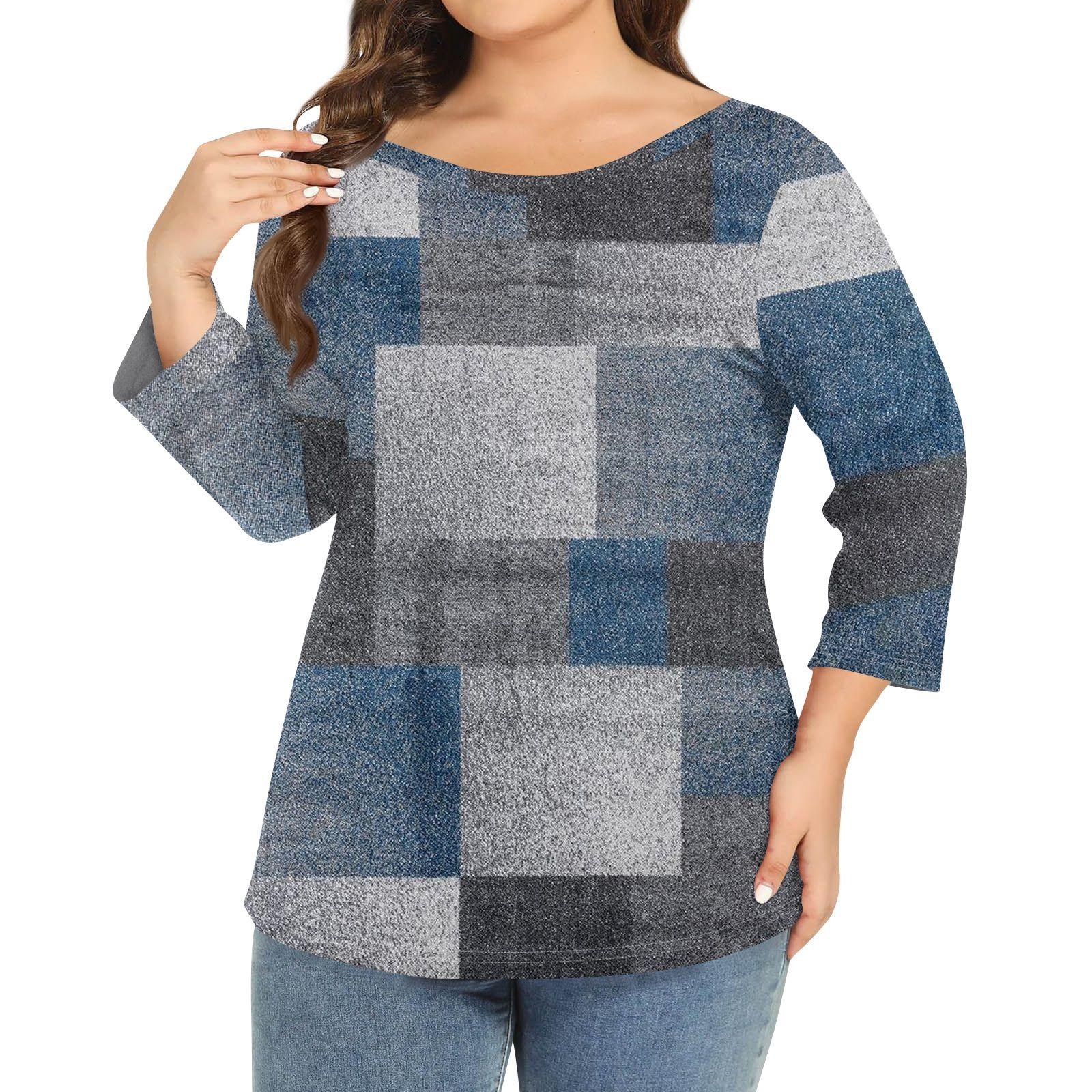 

Женский однотонный топ больших размеров с круглым вырезом и рукавами 3/4 XXL