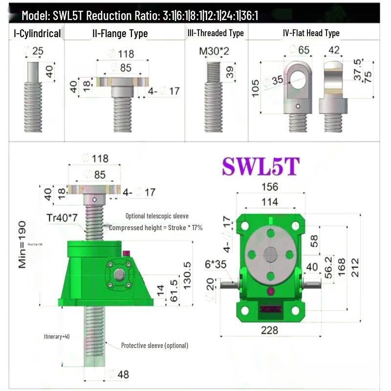 Aokewen SWL 5T Screw Jack Lifter