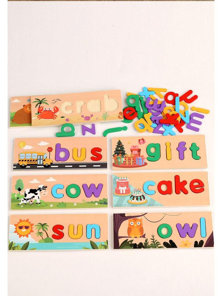 English Spelling Flashcards: Parent-Child Educational Battle Game with Wooden Blocks