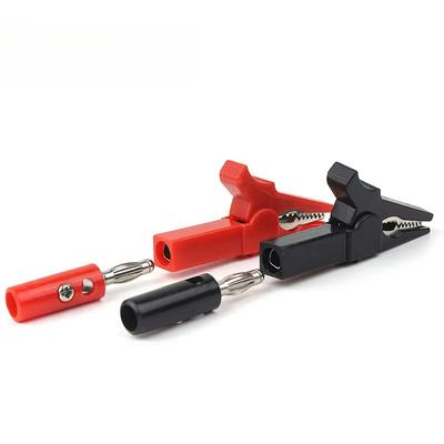 4Pcs/Set 55MM Alligator Clip + Banana Plug, Test Probe With 4mm Banana Plug Cable Clips Socket Battery Red Black
