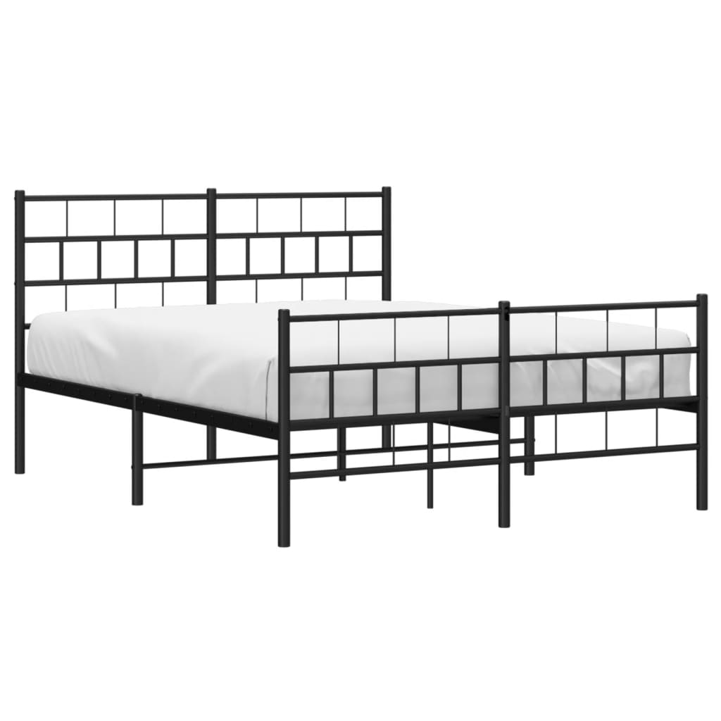 Vidaxl Metalowa Rama Łóżka Z Wezgłowiem I Zanóżkiem, Czarna, 140X190Cm