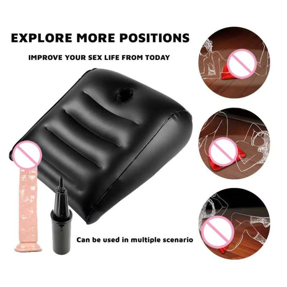 Portable Lightweight Adult Support Pillow PVC Inflatable Wedge Pillow With Hold For Dildo Sex Position Couple Sex Cushion