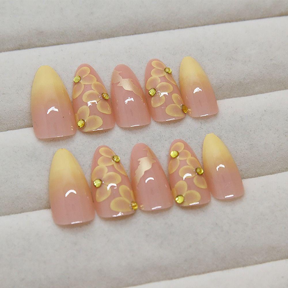 24/30PCS Gilt French Fake Nail Spice Glitter Press On Nails Reusable False Nail  for Women Girl