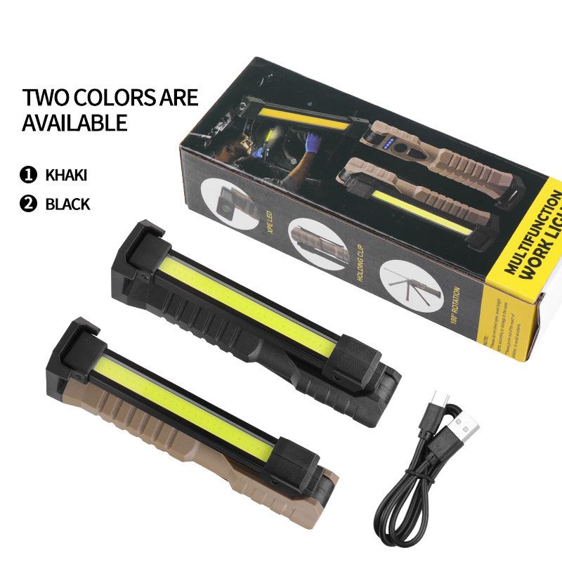 Dual-Sided COB Folding Work Light with Strong Magnet, High Brightness, and Emergency Flashlight Function