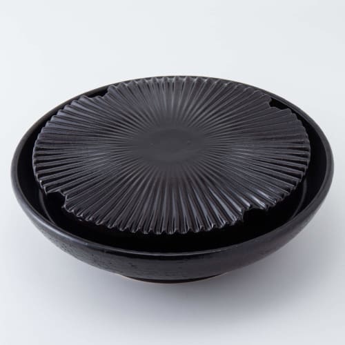 Nagatani-en Yakiniku Plate, Low Smoke, "Yakiyaki-san" Ceramic Stovetop, Large, Serves 3-5, Approx. 33cm, Can Be Used Over an Open Flame or Empty, Blac