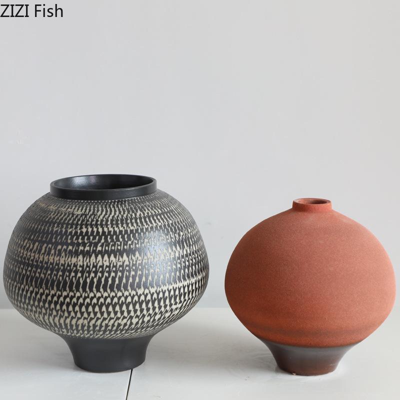 Minimalistische Runde Keramikvase Kreativer Blumentopf Tischdekoration Blumenarrangement Moderne Blumenvase Raum Ästhetische Dekoration