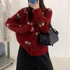 Korean Retro Floral Crochet Loose Fit Cardigan Sweater